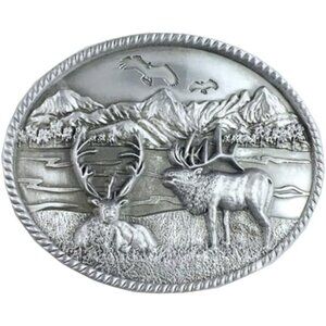 🆕Men's Metallic Vintage Native American Vintage Style Deer Oval Belt Buckle